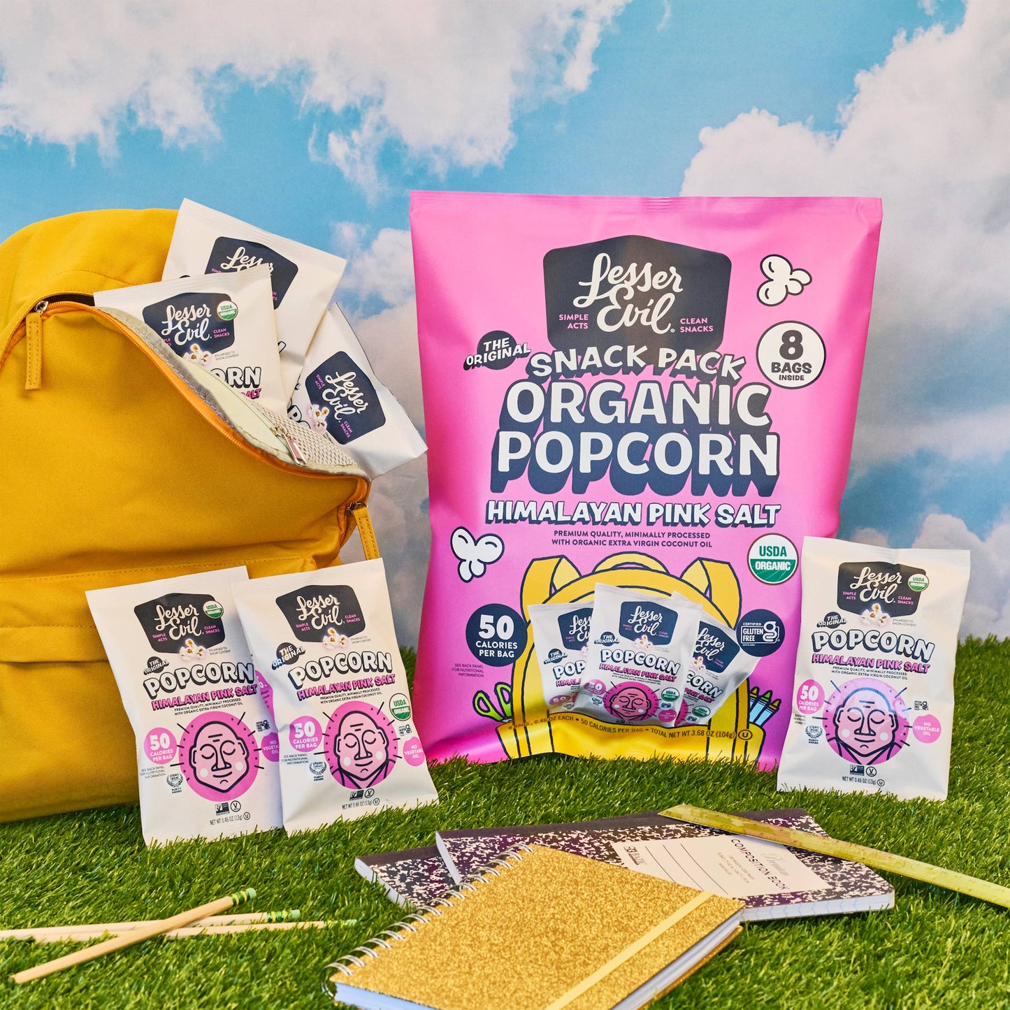 Organic Popcorn, Snack Pack, Himalayan Pink, 8/.46oz