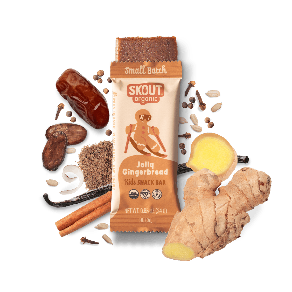 Skout Organic Jolly Gingerbread Kids Snack Bar - Seasonal!