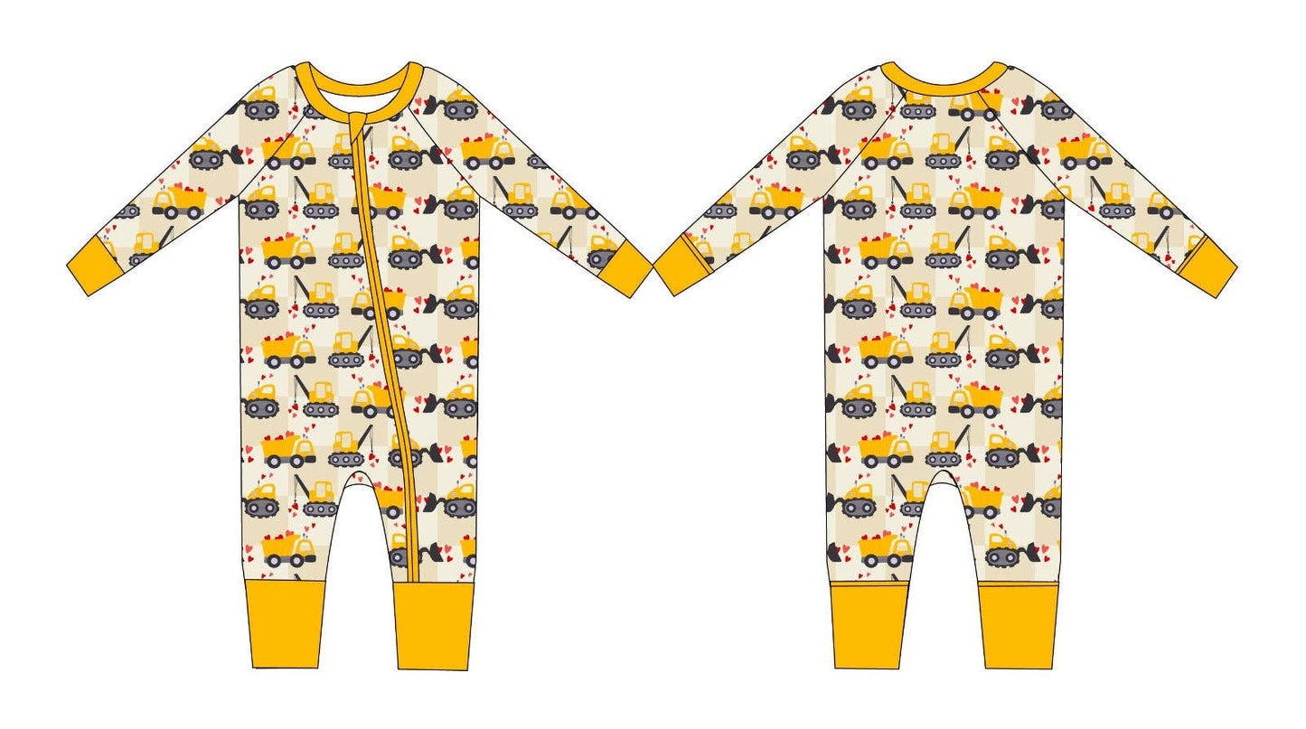Valentine's Day Construction Bamboo Zippy Pajamas