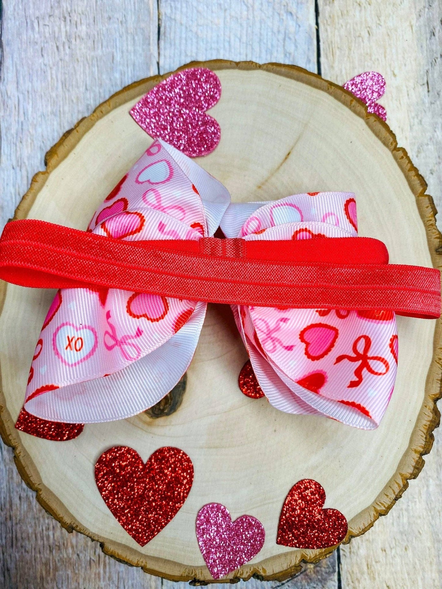Valentine Candy Hearts & Bows Hair Bow Headband