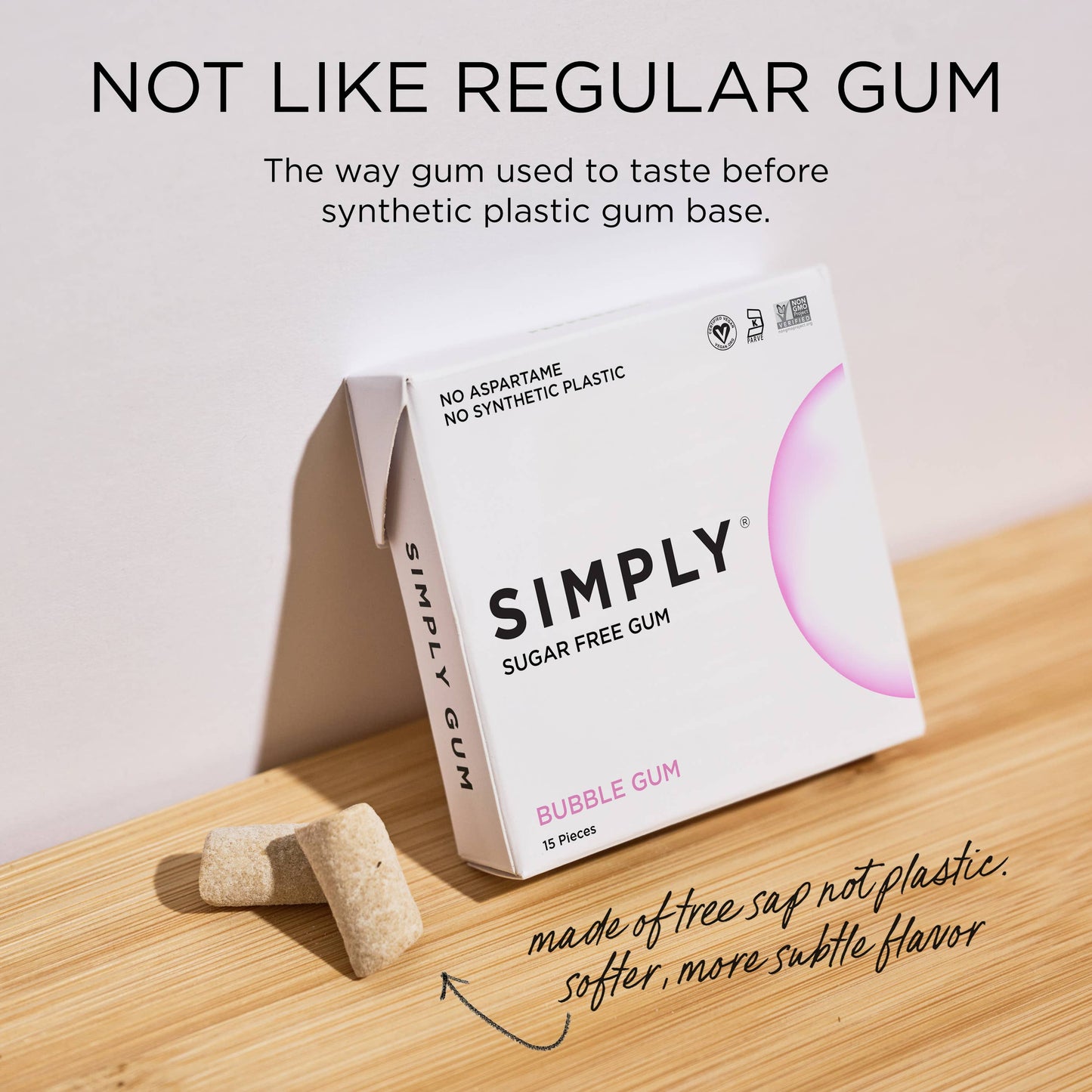 Sugar Free Bubble Gum - Natural + Plastic-Free | 12 Pack